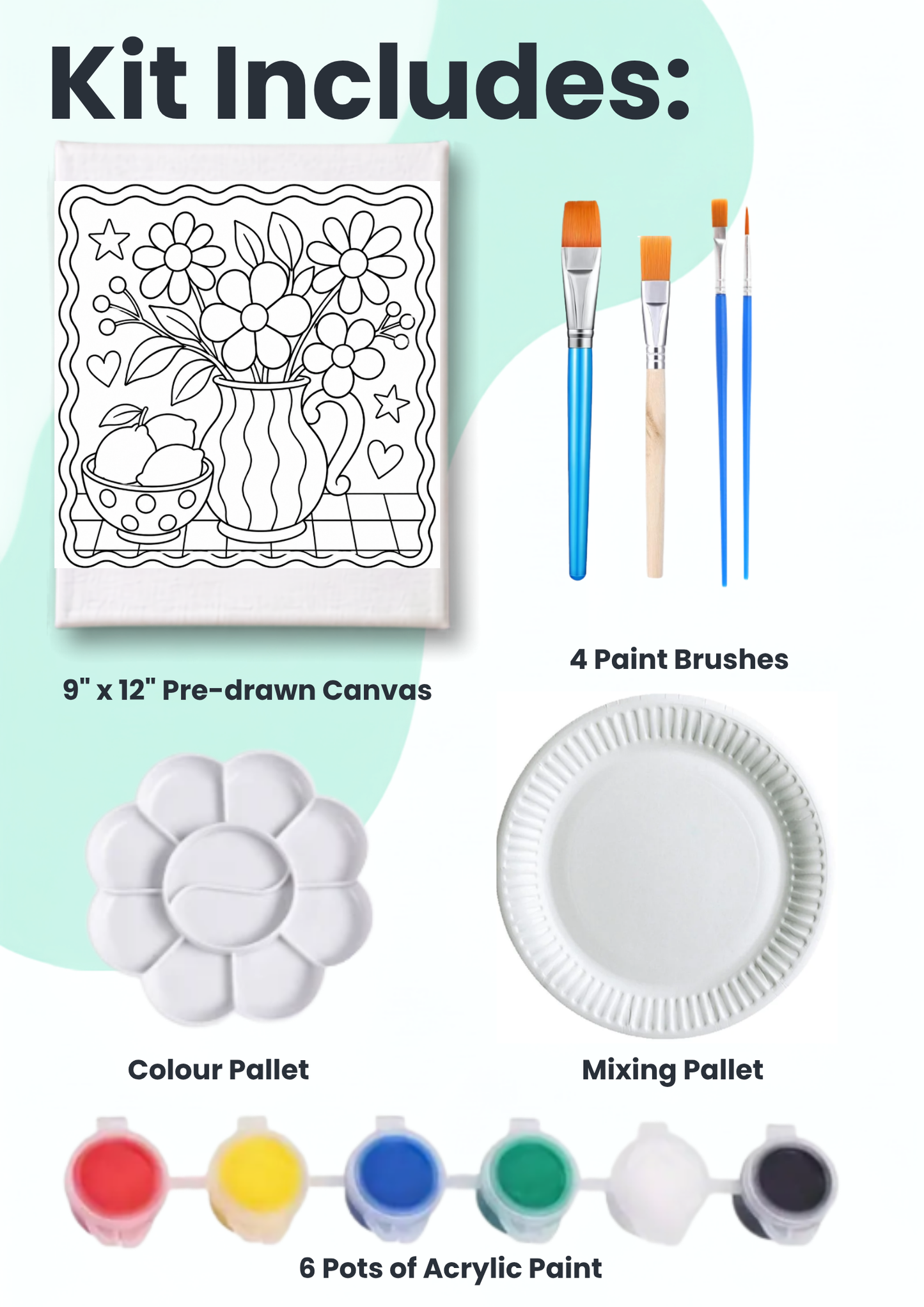 Flower Power Pre-Drawn Acrylic Painting Kit
