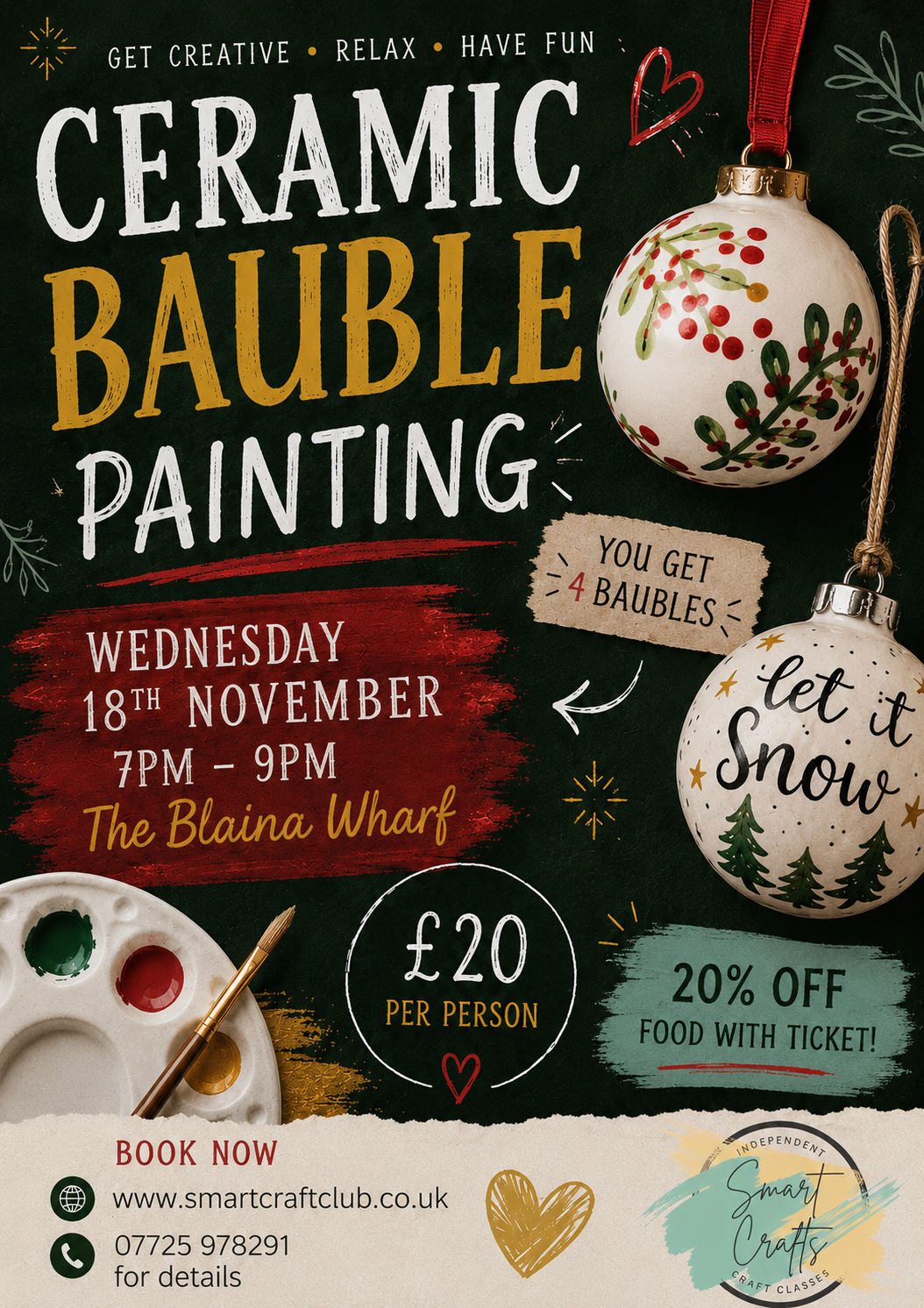 Sip & Bauble Painting at The Blaina Wharf, Newport