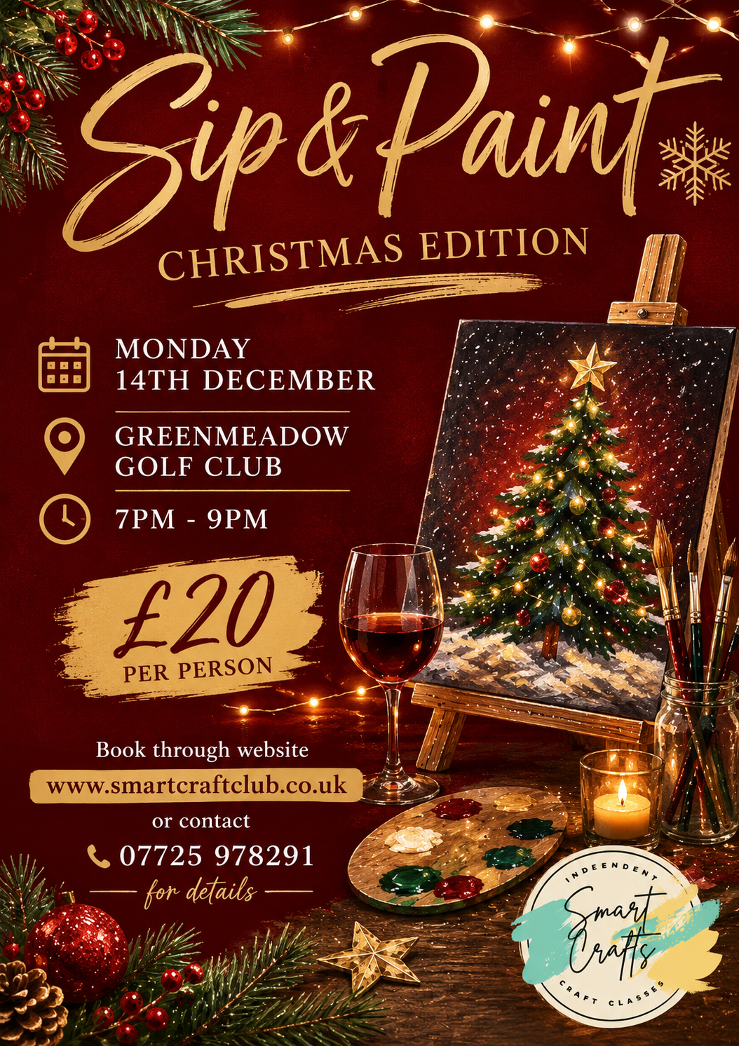 Christmas - Sip & Paint - Greenmeadow Golf Club, Cwmbran