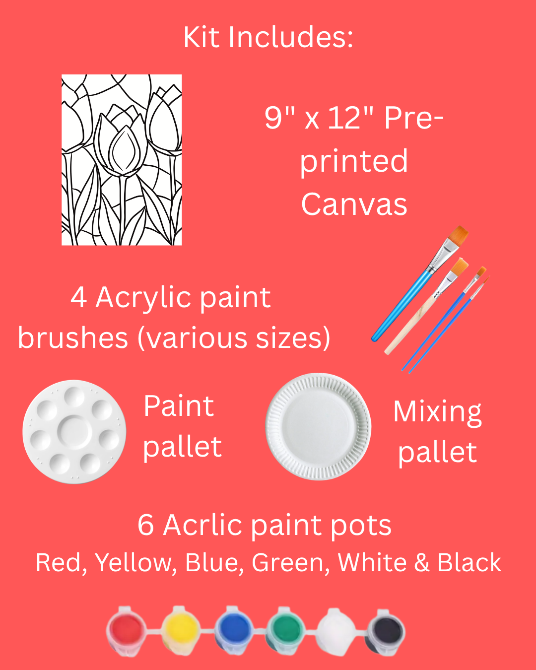 Floral Pre-Darwn Acrylic Painting Kit