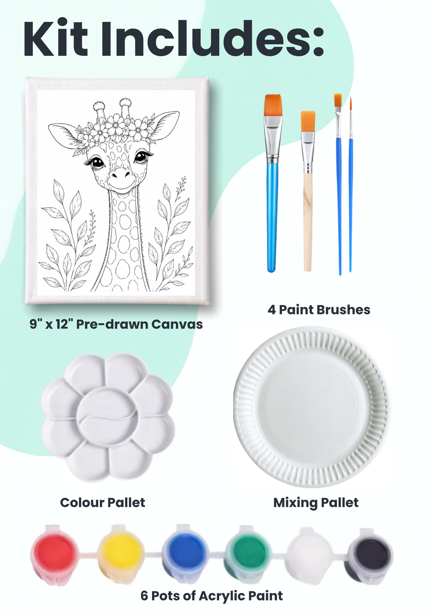 Gilly The Giraffe - Pre-Drawn Acrylic Painting Kit